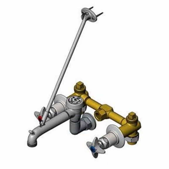 T&S Brass - Service Sink Faucet, Concealed Mixing Valve, Vacuum Breaker, Wall Brace, 3/4'' Hose Thread