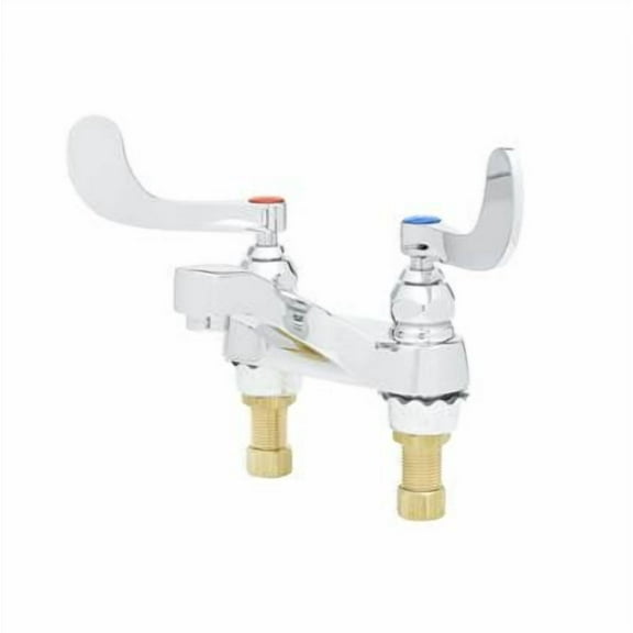 T&S Brass - Lavatory Faucet, 4'' Deck Mount, Cast Spout, 2.2 gpm Aerator, 4'' Wrist-Action Handles