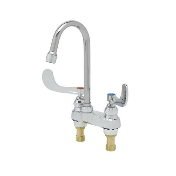 T And S Brass B-0892-01Qt 4" Centerset Faucet, Swivel Gooseneck, Qtr-Turn Eternas, 2.2 GPM