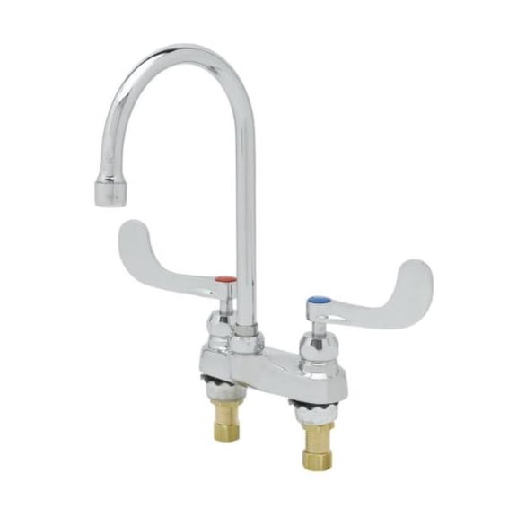 T And S Brass B-0892-122X-Cr 4" Lavatory Fct, Deck Mt, Ceramas, Swivel/Rigid Gooseneck,