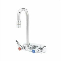 T&S Brass - Workboard Faucet, Wall Mount, 4'' Centers, 132X Gooseneck, Lever Handles