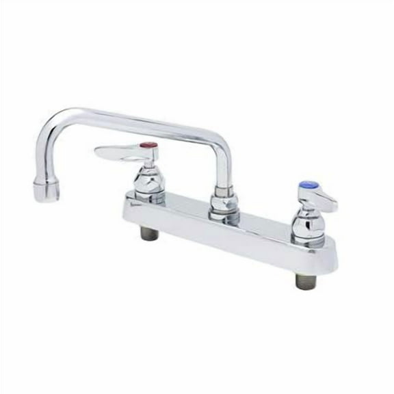 T&S Brass - Workboard Faucet, Deck Mount, 8'' Centers, 10'' Swing Nozzle w/ B-PT, Lever Handles