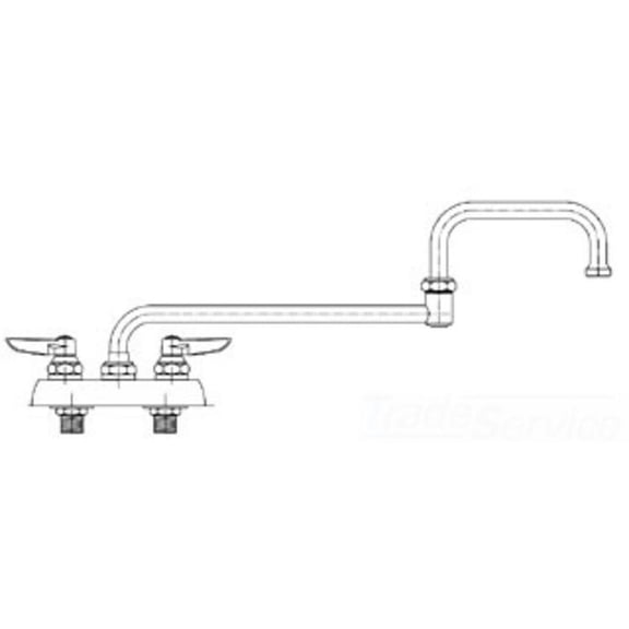 T&S Brass B-1132 Workboard Faucet, Deck Mount, 8 Centers, 18 Double Joint Nozzle