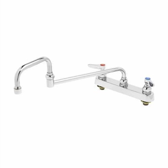 T&S Brass - Workboard Faucet, Deck Mount, 8'' Centers, 18'' Double Joint Nozzle, Lever Handles