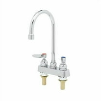 T&S Brass - Workboard Faucet, Deck Mount, 4'' Centers, Swivel Gooseneck, Lever Handles, 2'' Shanks