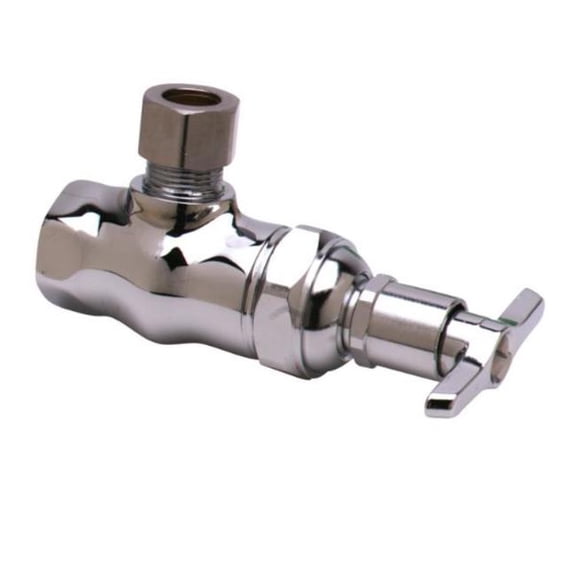T&S BRASS B-1342 LOOSE KEY ANGLE STOP, 1/2 NPT FEMALE INLET, OUTLET W/COMPRESSION