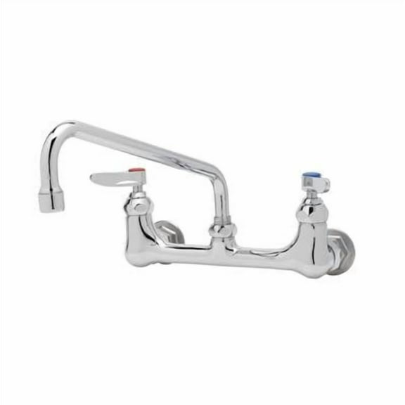 T&S Brass - Double Pantry Faucet, Wall Mount, 8'' Centers, 10'' Swing Nozzle, Lever Handles