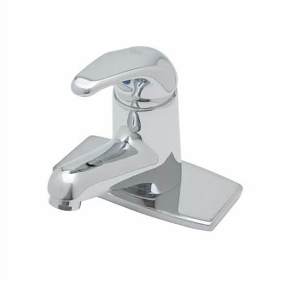 T&S Brass - Single Lever Faucet, Ceramic Cartridge, Short Spout, Rigid Base, Flex Lines, Deckplate