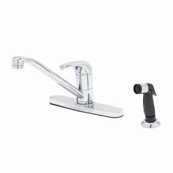 T&S Brass - Single Lever Faucet, 48'' Sidespray, 9'' Swivel Spout, 1.5 GPM VR Aerator, Flexible Hoses