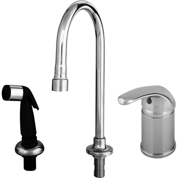 T&S BRASS B-2744 SINGLE LEVER SIDE MOUNT CONTROL, SIDESPRAY, RIGID GOOSENECK, VANDAL