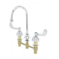 T&S Brass - 8'' Medical Faucet, Ceramas, Swivel Gooseneck, 0.5 GPM VR Spray Device, 4'' Handles