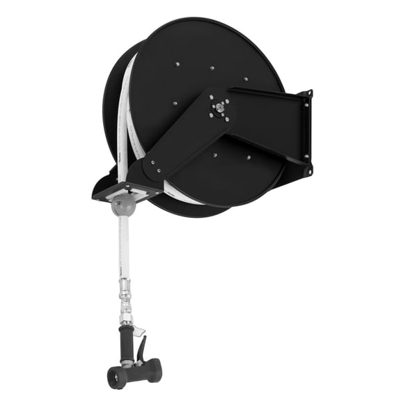 T&S Brass - Hose Reel, Open, Epoxy Coated Steel, 3/4'' x 50' Hose, 7/16'' Rear Trigger Water Gun