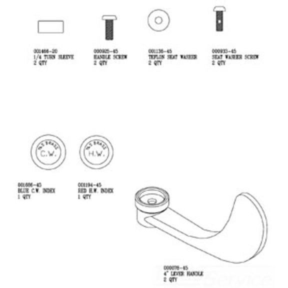 T&S Brass - Part Kit for 4'' Wrist-Action Handles