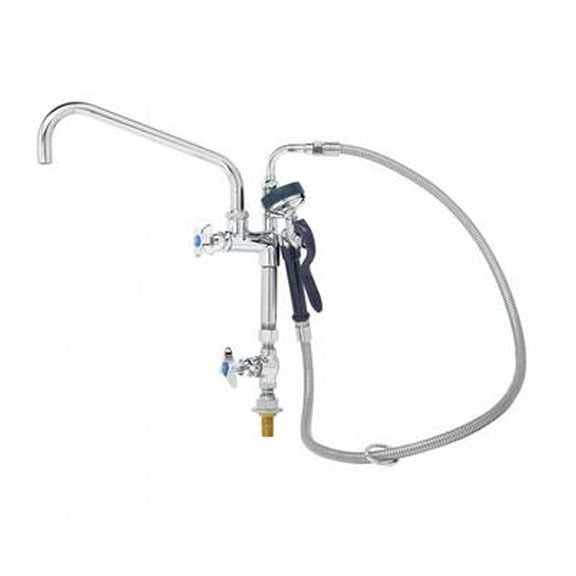T&S Brass - BIG-FLO Assembly: Control Valve, Add-On Faucet & 12'' Nozzle, Angled Spray Unit