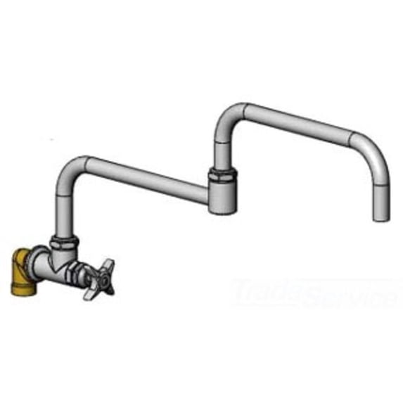 T&S BRASS BF-0299-24DJ SINGLE WALL MOUNT BIG-FLO FAUCET, 24 DOUBLE-JOINT SWING NOZZLE, 00LL