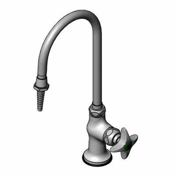 T&S Brass - Lab Faucet, Single Temp., Swivel/ Rigid Gooseneck, Serrated Tip, 1/2'' NPSM Male Shank