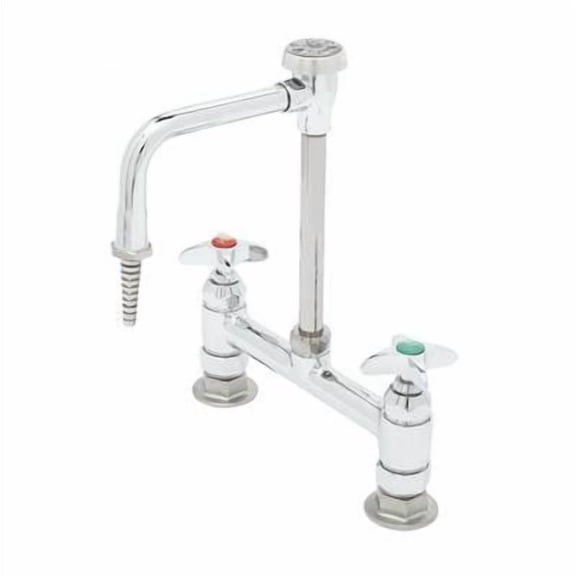 T&S Brass - Lab Mixing Faucet, Deck Mounted, Rigid Vacuum Breaker Nozzle, Serrated Tip, 4-Arm Handles