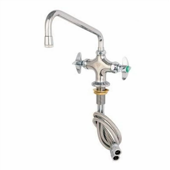 T&S Brass - Lab Vertical Mixing Faucet, 9'' Lab Nozzle, 4-Arm Handle