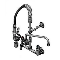T&S Brass - Mini PRU: 8'' Wall Mount Faucet w/B-0107-C, 12'' Swivel Nozzle, Lever Handles & Wall Bracket MINI PRE-RINSE