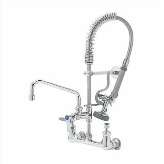T&S Brass - Mini-Pre-Rinse unit: 8'' Wall Mount, B-0107, 8'' Swivel Nozzle, Ceramas, Lever Handles, Wall ''MINI PRE-RINSE''