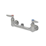 T And S Brass S-0230-Ln Ever Steel Double Handle 8 Wall Mounted Food Service Faucet -