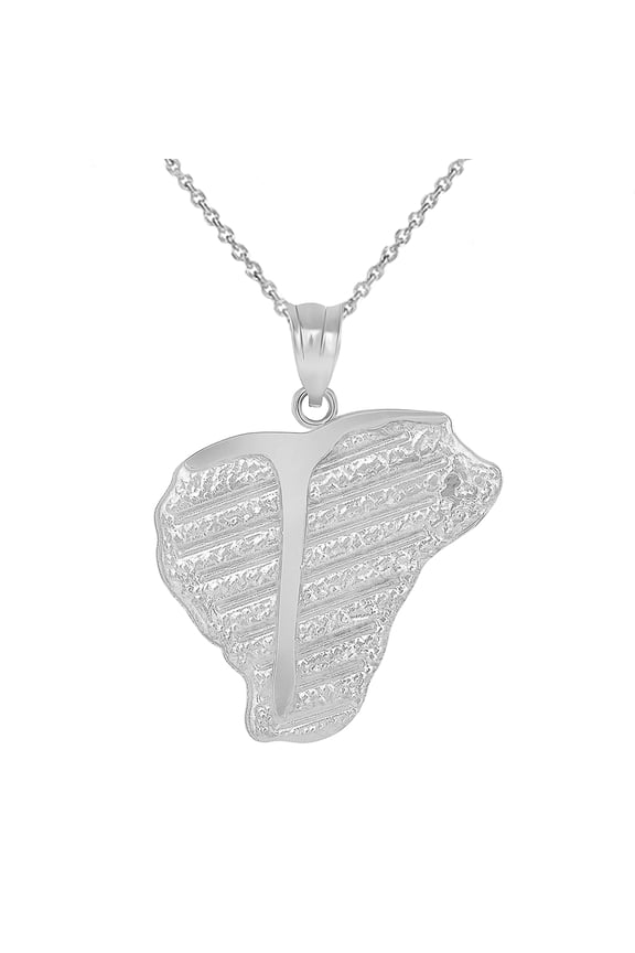 T-BONE STEAK PENDANT NECKLACE IN STERLING SILVER :  Pendant with 16" chain