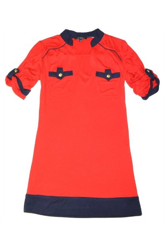 Los Angeles Women V-neck Dress (XS, Red/navy)