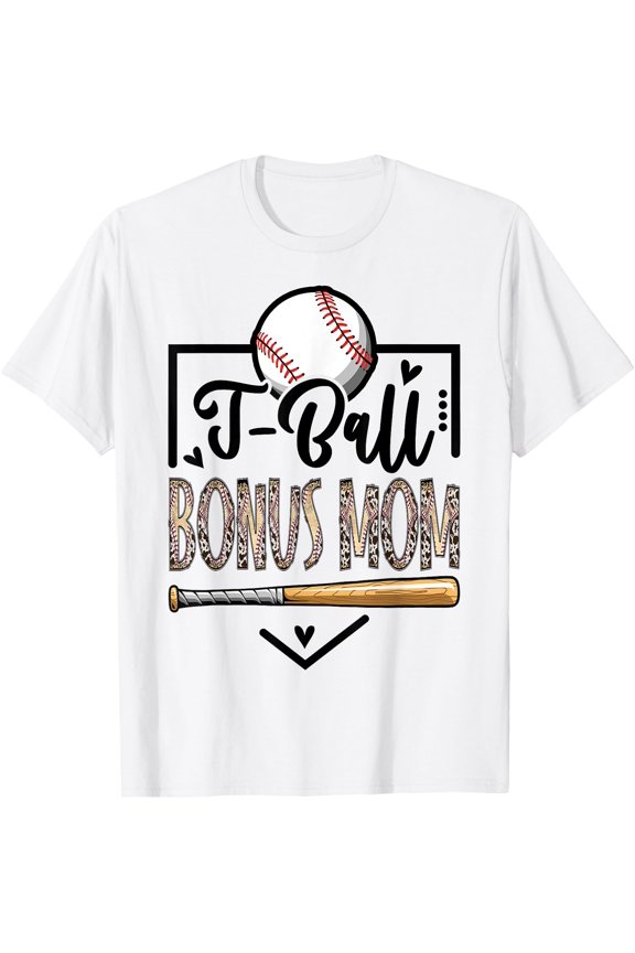 T-Ball Bonus Mom Leopard Funny Tee Ball Game Day T-Shirt, Unisex T-Shirt