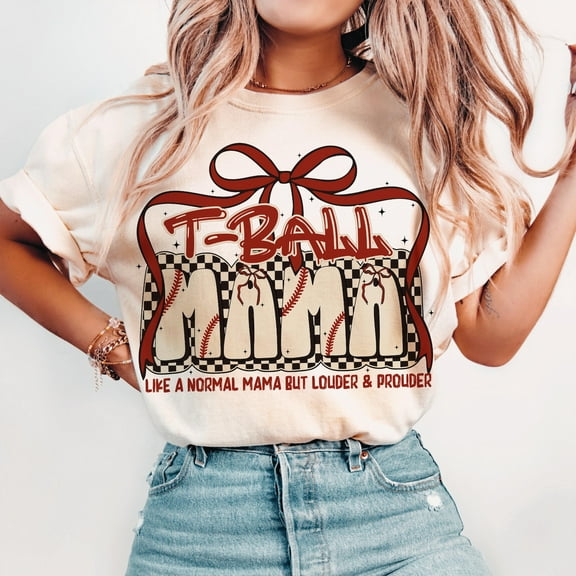 T-Ball Mama T-Shirt, Coquette Bow Game Day Shirt, Cheer Mom Tee, Sports Mom Outfit, Game Day Shirt