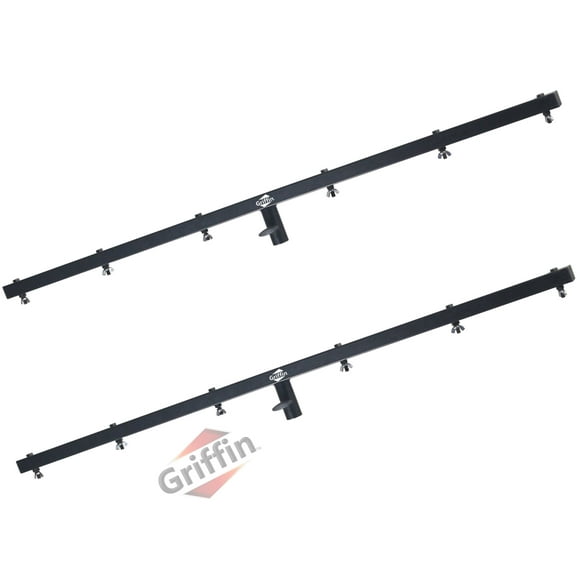 T-Bar Support for DJ Light Tripod Stands (2 Pack) Griffin Cross Bar Mount for Stage Lighting Truss System with 12 Hanging Bolts 5FT Horizontal Trussing Kit for Can Lights & Music Equipment Package