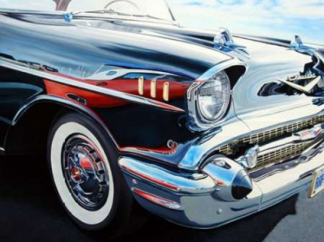 T-Bird on Chevy Reflections Canvas Art - Michael Schuh (18 x 24)