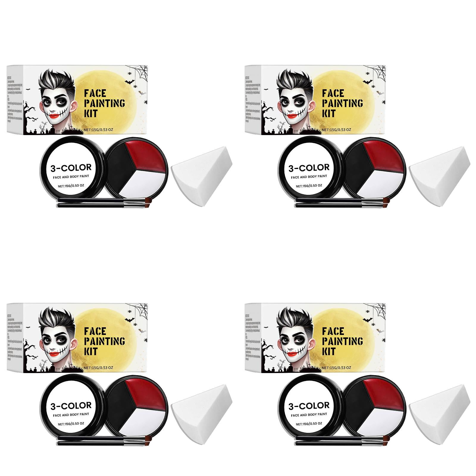 T Black White Red Face Body Paint Colors Clown Makeup Kit With Sponge