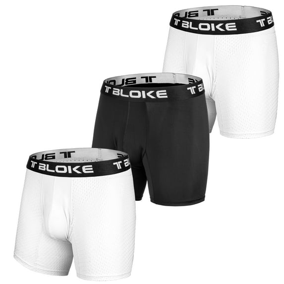 T Bloke Boxer Shorts S Size, Pack of 3 Black &Two White Mesh Mens Briefs 
