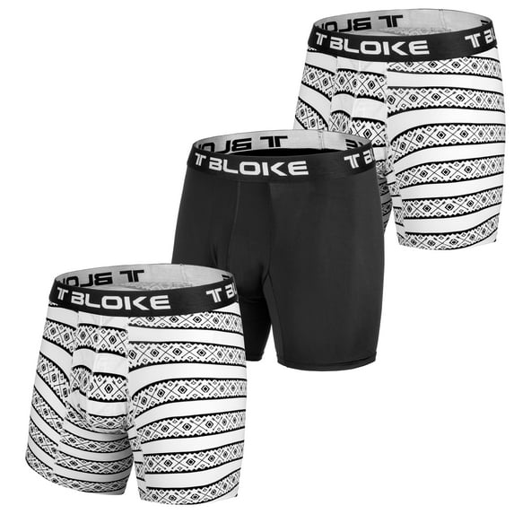 T Bloke Boys Brief XL Size 3 Pack Black & Two White/Black Printed Boxer