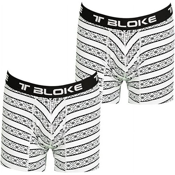 T Bloke Men Underwear, Set of 2 White/Black Printed, Size L Boys Briefs