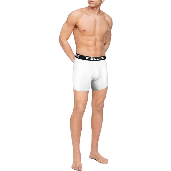 T Bloke Mens Underwear, White Boxer Briefs Size XL with Breathable Fabric
