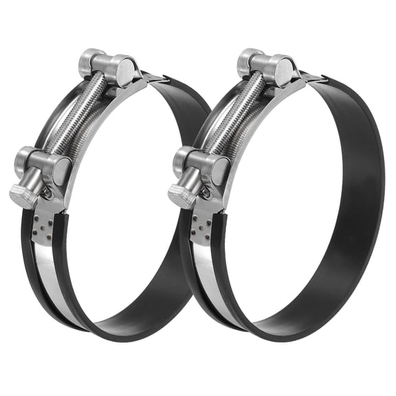 T-Bolt Hose Clamp, Rubber Cushioned Intake Intercooler Pipe Tube Clamps Stainless Steel Radiator Hose Clamp 113-121mm