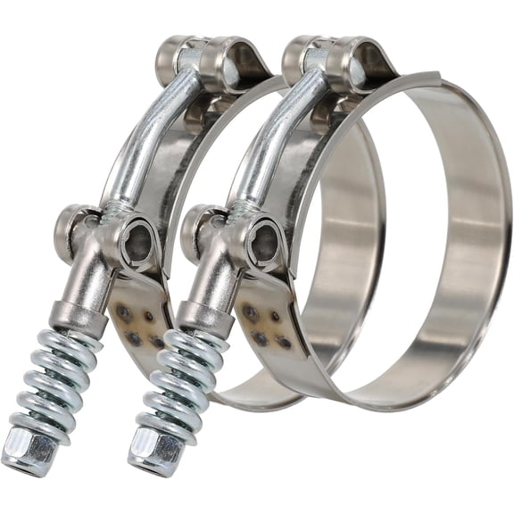 T-Bolt Hose Clamps, Adjustable Working Range 2.99"-3.31"(76-84mm), Stainless Steel Hose Clamps with Reinforcement Spring for Automotive, Turbo Tubes, Intercooler Pipes (2 Pack)
