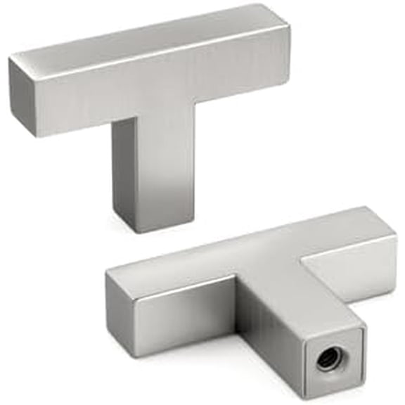 T Brushed Nickel Kitchen Cabinet Knobs 1 Pack Single Hole Knob 2In Length Hardware Metal Drawer Knobs for Bathroom, Closet, Wardrobe