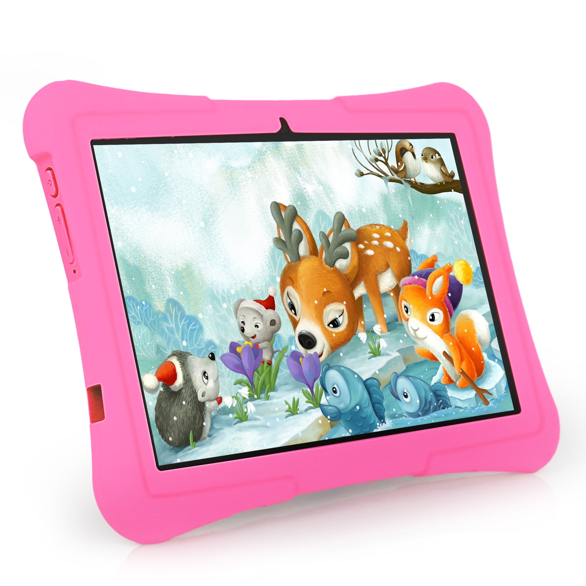 T&C 10.1" Android 13 Kids Multi-Touch Tablet PC, 4GB Ram+ 128GB Storage, Bluetooth, WIFI, Parental Control-Pink Case