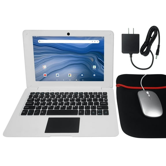 CHIBBS 10.1" Inch Portable Kids Laptop Computer Powered by Linux-Android 12 OS, Bluetooth, Wi-Fi- White