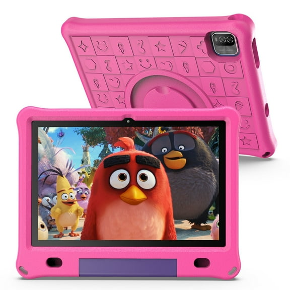 T&C 10.1" inch Kids Touch Screen Tablet PC, Latest Linux-Android 12 operating system, Quick Response, 4gb+64gb, Wi-Fi- Pink Case