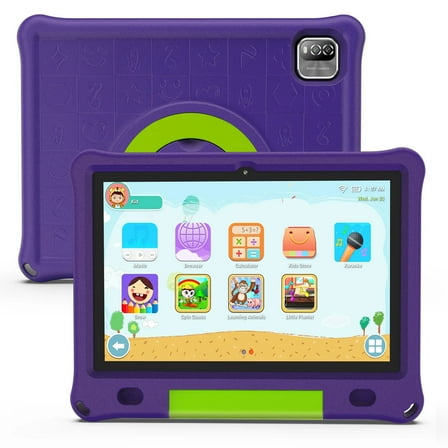 T&C 10.1" -inch Kids Touch Screen Tablet PC, Powered by Linux-Android 12 operating system, 4gb+64gb, Wi-Fi, -Purple Case