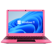 CHIBBS 10.1 Inch Personal Laptop Computer Powered by Windows 11, Intel N4120, 8gb Ram+128gb Rom, HDMI, Bluetooth, Wi-Fi- Pink