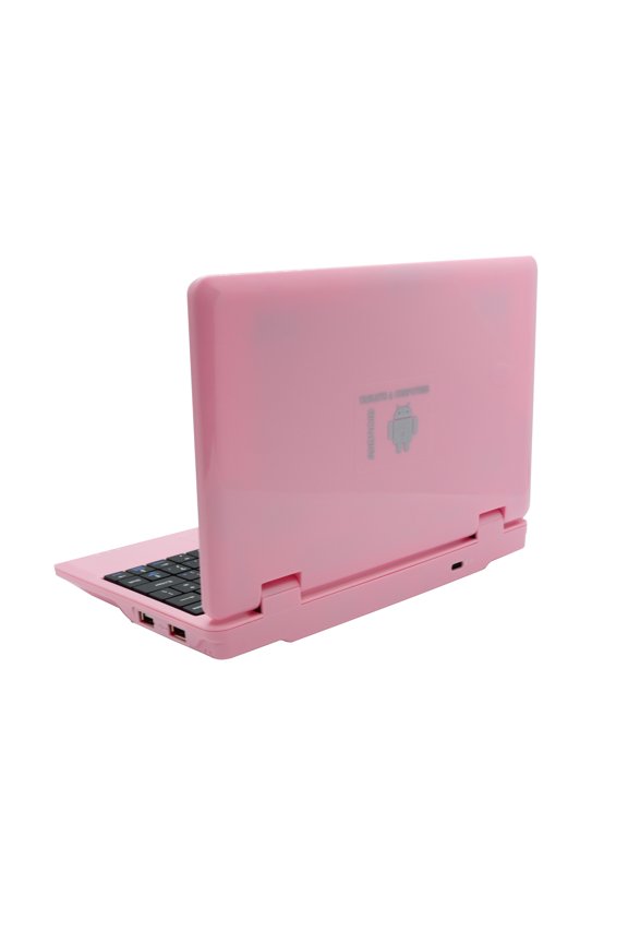 T&C 7" Inch Portable Kids Laptop Computer Powered by Linux-Android 12 Operating System- Pink