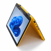 T & C Portable 11 Inch YOGA360 2-in-1 Touch Screen Windows 11 Laptop Computer powered by INTEL N100, 8GB RAM +128GB ROM, Facial Recognition, Backlit Keyboard, HD Camera, Wi-Fi, HDMI - YELLOW