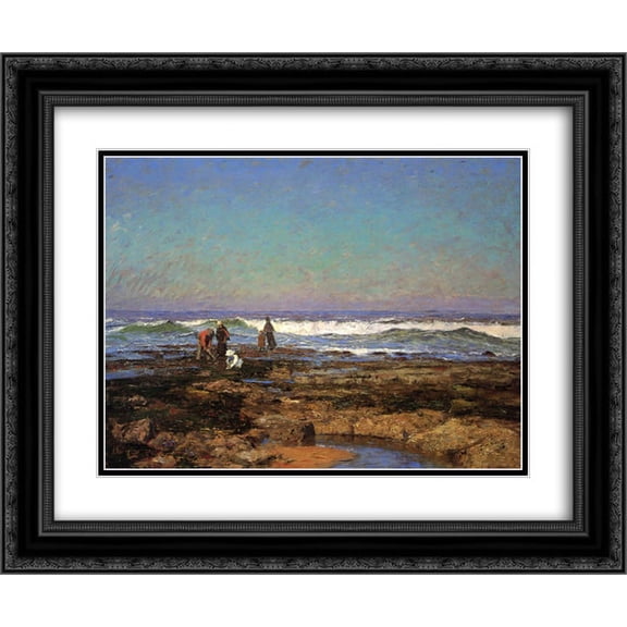 T. C. Steele 2x Matted 24x20 Black Ornate Framed Art Print 'Clam Diggers'