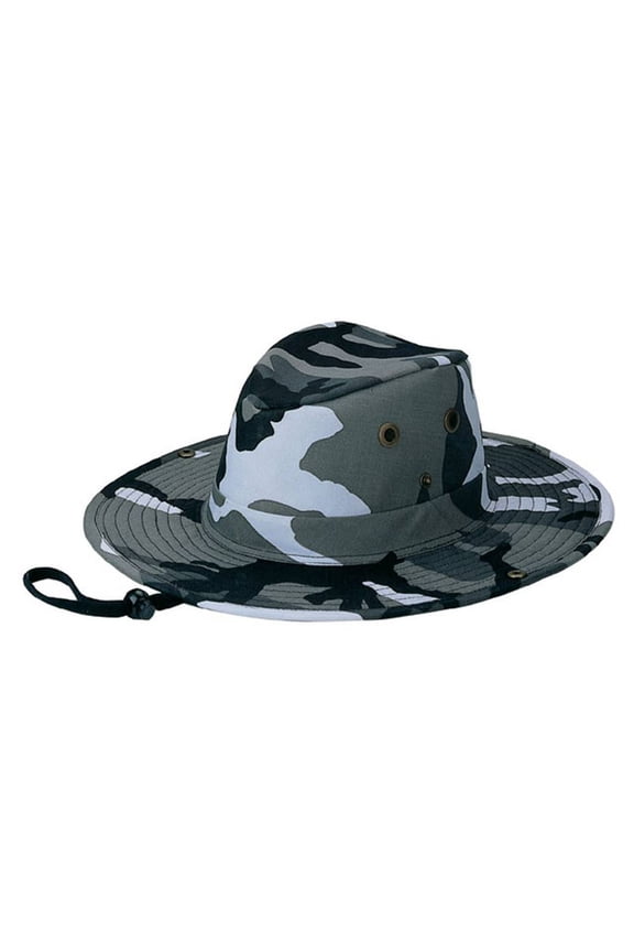 T/C TWILL CAMOUFLAGE HUNTING HAT W/SIDE SNAPS - City Large