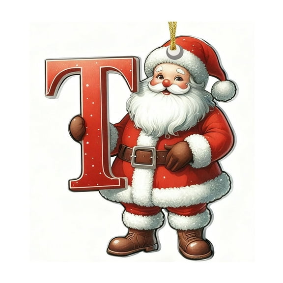 T Personalized Acrylic Christmas Ornament With 2D Letter Design For Tree And Car Hanging Decoration Holiday Home Festive Decor Seasonal Celebration