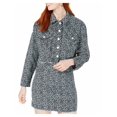 thumbnail image 1 of T.D.C. $89 Womens New 0088 Black Printed Collared Mini Shirt Dress Dress L B+B, 1 of 2